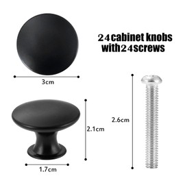 TsunNee 24pcs Vintage Style Cupboard Knobs Chic Drawer Knobs Antique Kitchen Cabinet Handles 30mm Round Furniture Door Knobs Black
