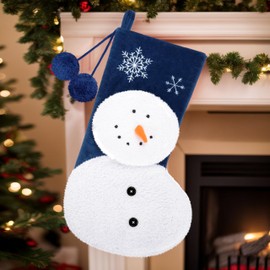 MOTUWE Baby First Christmas Stockings 18" Christmas Stocking Snowman Xmas Stocking Holiday Christmas Village Decoration Home Hoilday Decor Gifts for Family Kids（Blue）