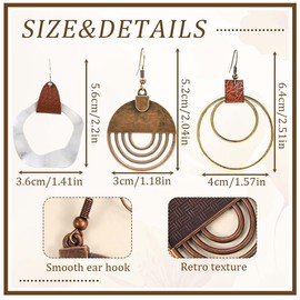 IKOPFLN 3 Pairs Boho Style Long Dangle Earrings Vintage Dangle Earrings Earrings Hanging Earrings Set for Women Girls - Style A, AB