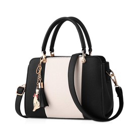 NICOLE&DORIS Women Handbags Tassels bags Designer Top Handle Shoulder Bags Tote Crossbody Bag for Ladies PU Leather Bag With Pendant Black