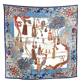 MEISEE 100% Silk Scarf for Women 43”*43” Large Square Lightweight Headscarf Neck Scarf Hair Wraps Shawls with Gift Packed (White + Blue Leaves)