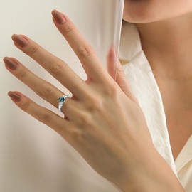 HPQQ Natural Moss Agate Ring for Women Sterling Silver Teardrop Moss Agate Engagement Wedding Ring Jewelry for Women Her Wife Christmas Birthday Gifts-7