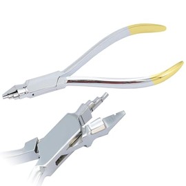 MuskalMed Orthodontic 3 Step Young Pliers Loop Forming with Grooves Design for Wire Bending Made of Stainless Steel Gold Handle Dental Instruments