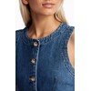 D-Sun Women Denim Vest Sleeveless Crewneck Button Down Jean Waistcoat
