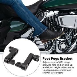 Fockety Adjustable Height Motorcycle Foot Pegs, Black, Hardened Steel, Driver/Passenger Side, Touring Motorcycle Compatible