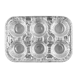 EcoQuality Aluminum Muffin Pan, 6-Cup XL Cafe-Sized Baking Trays, Disposable & Reusable Tins, Non-Stick, Oven-Safe, Heavy-Duty for Muffins, Cupcakes, Mini Pies, and Quiches (20)