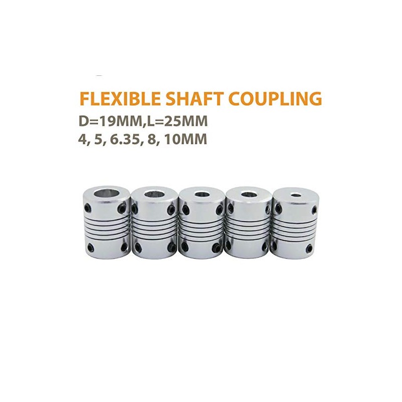 POWERTOOL 5PCS Flexible Shaft Couplings, 6.35mm x 8mm Aluminum Alloy