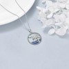POPLYKE Palm Tree Necklace Sterling Silver Moonstone Ocean Wave Beach