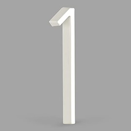 Hasware Floating House Number Sign, 12 cm, Modern Door Numbers, Signage, Plaque, Street, Home Address, Numbers (White, 1)