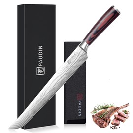 PAUDIN Carving Knife, 12 Inch Brisket Knife, Razor Sharp Edge for Brisket Meat, Forged German High Carbon Stainless Steel, Ergonomic Handle Design