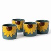 GABROC Sunflower Espresso Cups Set of 4-5 Oz Demitasse Blue