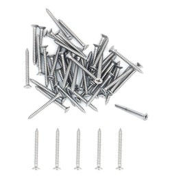 100X NUZAMAS 14G*50 304 Stainless Steel Self-Tapping Screws Cross Flat Countersunk Head Screw Miniature Screw Wood Screw Self-Tapping Screws and Wood Screw(ST6.3 * 50)