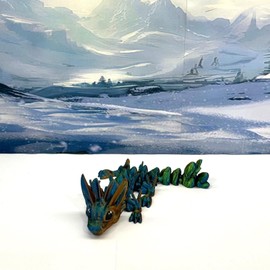 Baby Dragons with Dragon Egg, Articulated Baby Crystal Dragon, Rose Dragon, Orchid Dragon, Gemstone Dragon, Fidget Toy for Autism ADHD BD001 (Easter Dragon with Egg, OBG - Orange Blue Green)