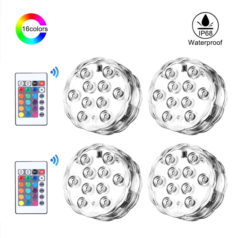 Submersible LED Lights RGB Waterproof IP65 Underwater Lamps with Remote