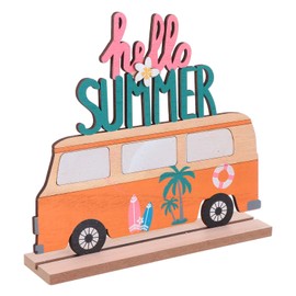 VALICLUD Luau Party Signs Hello Summer Bus Table Sign Signage Tiki Party Table Decoration Tropical Summer Hawaiian Table Centerpiece for Summer Holiday Desk Table Ornament
