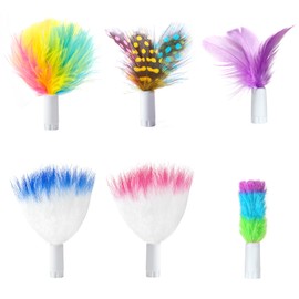 ORSDA 6Pcs Interchangeable Attachments Cat Feather Toys Replaceable Feathers and Fluffy Toy Accessories