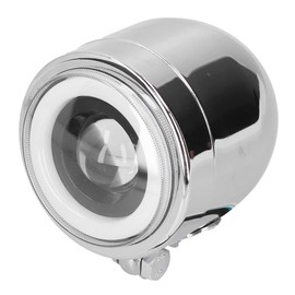 Faro Delantero LED Universal de 4,25 Pulgadas, DRL de Haz Alto y bajo Multifuncional Ojos de ángel con Estilo para Motocicletas Cruiser Choppers Bobber para Cafe Racer (Luz blanca y amarilla)