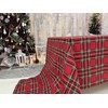 1KDreams Scottish Christmas Tablecloth with Tartan Lurex Glitter Effect Modern