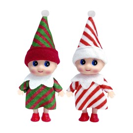 Christmas Baby Elf Dolls for Girls Boys,2pcs Cute Little Elfs Twins Tiny Christmas Dolls Elf Accessories,Small Elf Baby Doll Novelty Toys,Mini Christmas Baby Elves for Kids Gift Xmas Stocking Stuffers