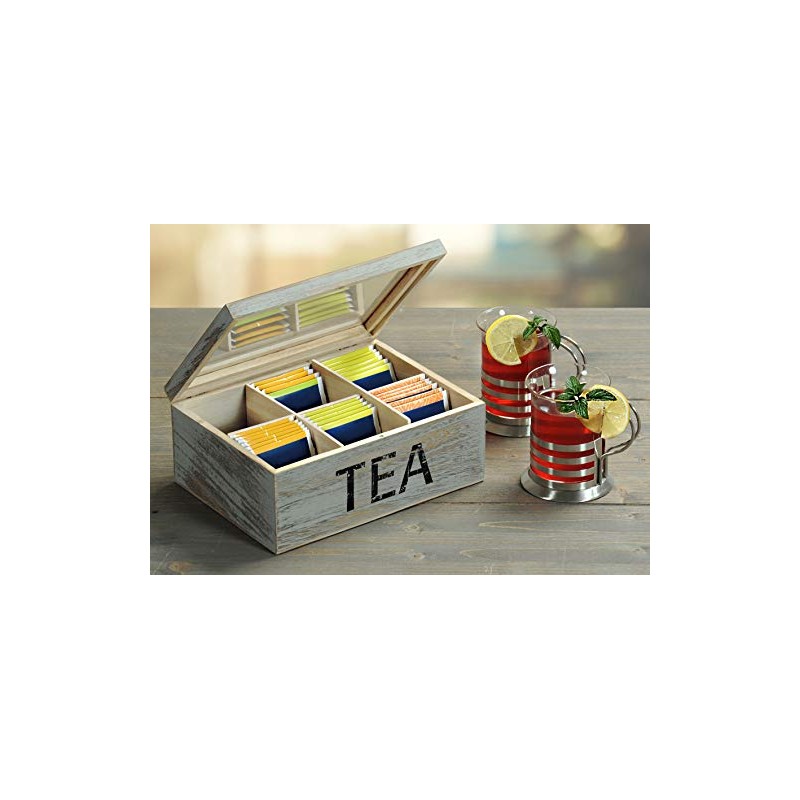Kesper Paulonia Wood Tea Box, Grey, 21.7 x 16 x