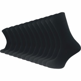 GAWILO Men's Basic Socks Made of 100% Pure Cotton (12 Pairs) | Thin & Breathable Cotton Socks without Pressing Seam, black, 43 - 46