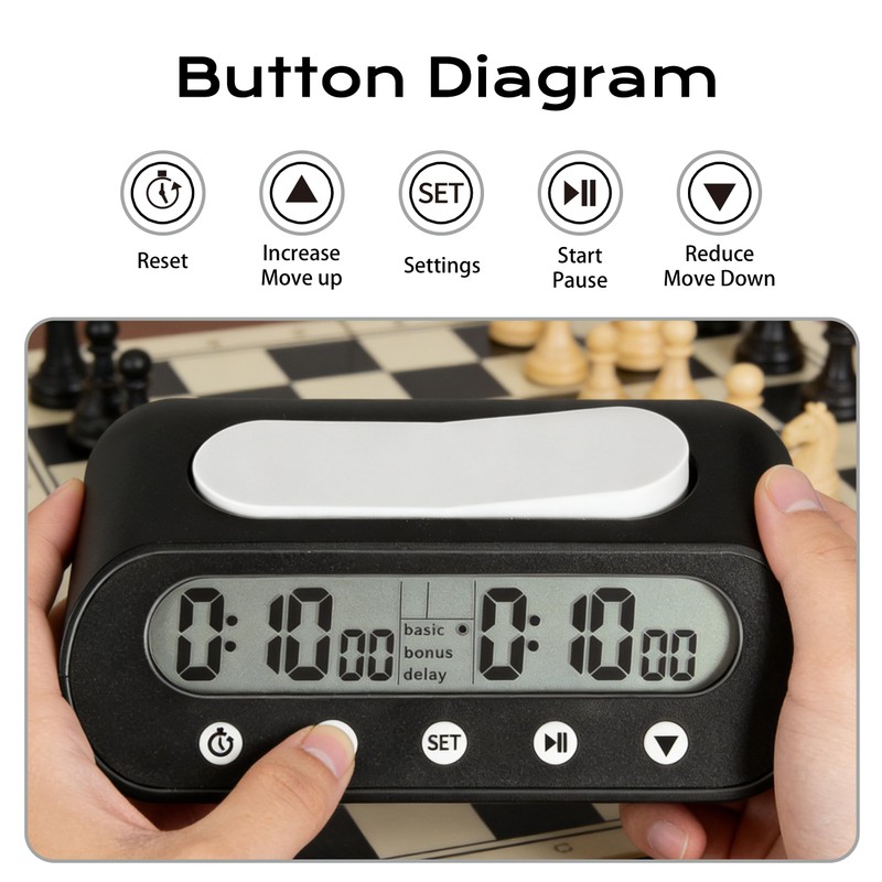 VINJOE Chess Clock Digital Chess Timer Professional for Board Games,Portable