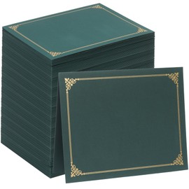 100 Count Certificate Holders, Diploma Covers Gold Foil Border, for Letter Size 8.5x11 Certificates, Cardstock, Document Papers - Green