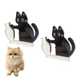 Wshxjzyay 2 Pack Cat Whisker Holder, Cute Black Cat Vase Magnet, Pet Memorial Decor, Cats Fur Keepsake, Cats Lover Gift for Home & Kitchen