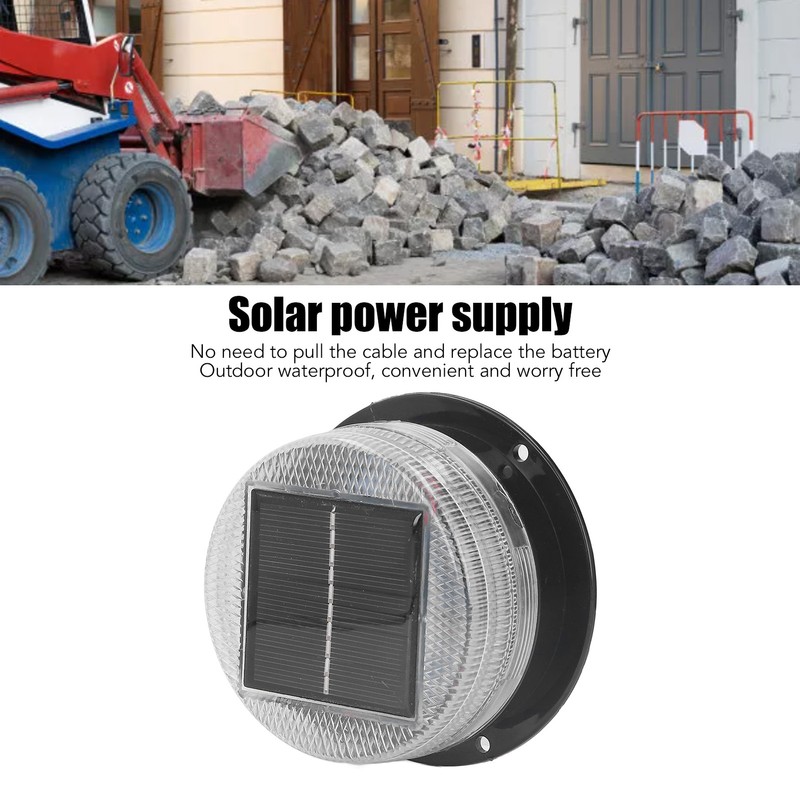 Solar Warning Light 6 LED Beads Red Blue Alternate Waterproof