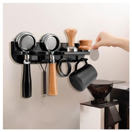 Singring Coffee Portafilter Wall Mount Rack, Wall Mounted Coffee Station Organizer, Espresso Tools Coffee Tamper Holder Espresso Accessories Organizer Rack for Bar, Home, Office (58mm)