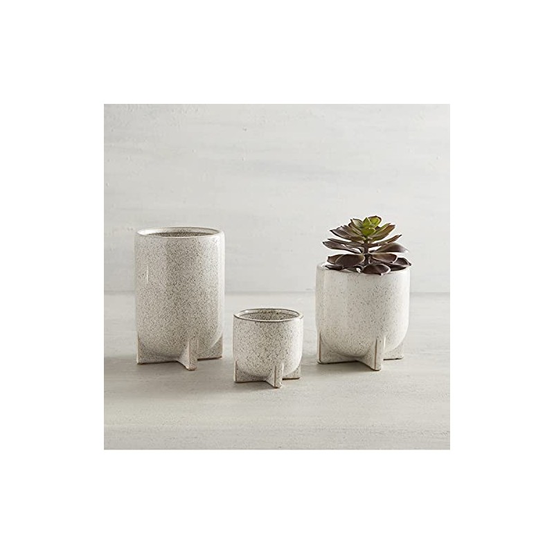 47th & Main Ceramic Footed Planter Pot, 6" Tall, White