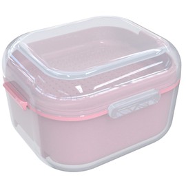 ARGOMAX Denture Case, Denture Cup for Soaking Dentures, Thorough Cleaning of Dentures, Retainer, Mouthguards, Clear Braces (Dark Pink).
