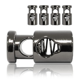 Ganzoo @ Cord Stopper Metal | Set of 4 | 5 mm Hole Diameter | L 22 x W 10 mm | Cord Clamp | Straight Shape (1 Hole) for Ropes | Paracord 550 | Reep Cord | Jackets | Hand Bags | Colour: Titanium