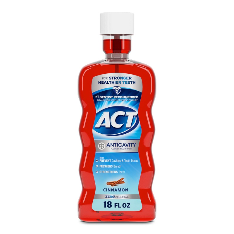 ACT Anticavity Zero Alcohol Fluoride Mouthwash 18 fl. oz., With