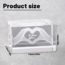 Cisolen Crystal Gifts for Her Engraved with I Love You in Cube Glass Figurines Gift 3D Heart in Hands Crystal Engraved 3D Best Birthday Gift for Mom Valentine's Day Gifts Anniversary Valentines