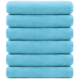 Monarca Microfiber Bath Towels Set (6 Pack, 27" x 55") -Soft,Lightweight,Super Absorbent,Fast Drying Bath Towel Set for Sports, Swimming, Yoga, Travel, Fitness, Aquamarine
