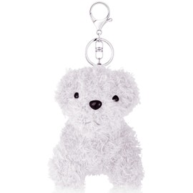 Neptniopllab Plush Keychain Soft Stuffed Animal Keyring Small Key Chain for Men Women Bag Charm,Purse,Backpack,Handbag (1pc-White dog)