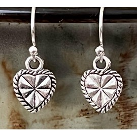Tiny Silver Etched Heart Dangle Earrings Love. Jewelry Earrings for Women #3298FE487