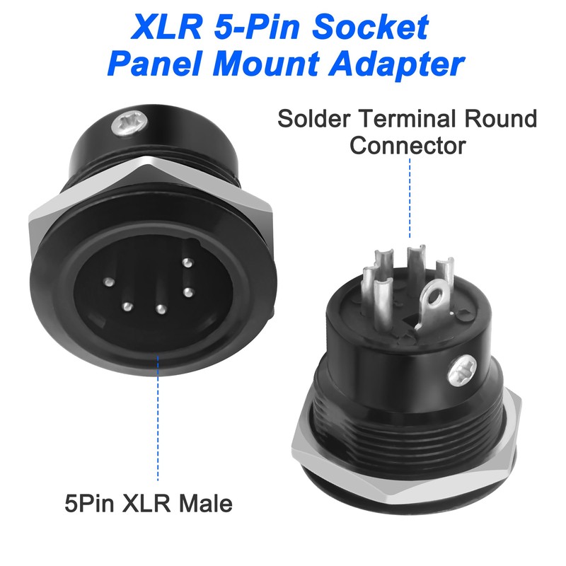 MEIRIYFA XLR 5-Pin Socket Panel Mount Adapter Audio Connector, XLR