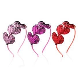 3 Pieces Heart-Shaped Headbands, Sequin Headbands, Cute Headbands, Shiny Headbands, Girls Hair Accessories.