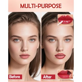 2 In 1 Peel Off Lip Stain Oil Combo, Dual Ended Waterproof Long Lasting Tattoo Lipliner with Clear Lip Gloss, Transfer-Proof and Non Sticky Peel Off Lips Tint Stain, Mirror Finish Lipstick-05 Sweet