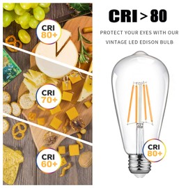 TopLeder TopLeder LED E27 Edison Screw Bulb, E27 Bulb 6W (Equivalent to 60W) 2700K Warm White 800LM, Clear Glass, Non-Dimmable Pack of 4