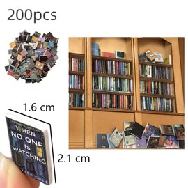 Mini libros para estantería de ansiedad, 200 mini libros modelo sin repetición, manualidades de bricolaje, decoración de casa de muñecas, accesorios, mini libros en miniatura, estantería de ansiedad,