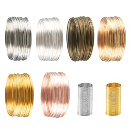 Gin Geomir Durable Stainless Steel Jewelry Craft Wire - 500 Loops, 6 Colors Memory Beading Wire for DIY Necklace, Bracelet, Earring, Ring Making & Art Creations, 3 Yards per Roll