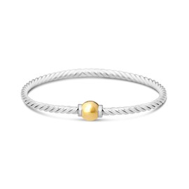 Michael's Jewelers-Provincetown Beach Ball Twist Bracelet from Cape Cod Two-Tone 14k Solid Ball gold-925 Sterling Silver Bangle (7.5)