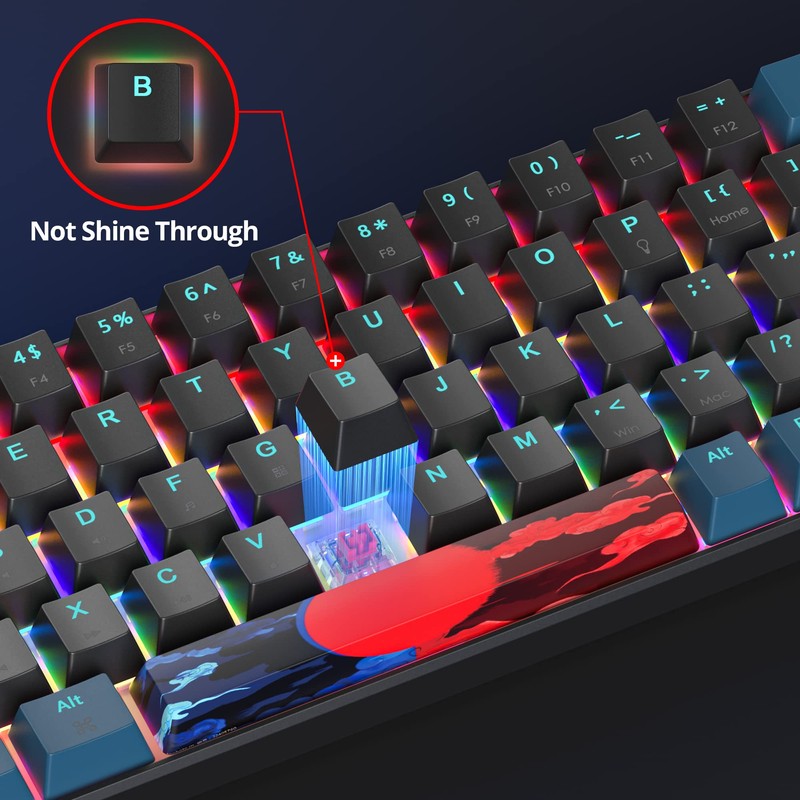 Mosptnspg Protable 60% Percent Gaming Keyboard Mechanical, Mini Compact Backlit