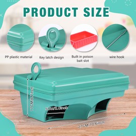 Qualirey 6 Pack Rat Bait Stations with 6 Keys Reusable Heavy Duty for Rodents Outdoor Mouse Poison Holder Large Station Traps for Mice Pests, Bait Not Included(Green)