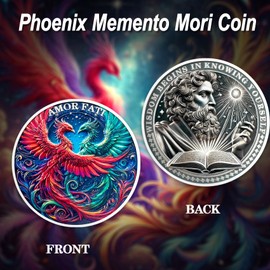 ACGZQY Phoenix Memento Mori Coin – Memento Vivere Coin Stoic EDC Challenge Coin for Daily Practice - Amor FATI Medallions Inspirational Reminder Token Stoicism Gifts