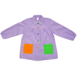 H HANSEL HOME Craft Apron with Button for Children at School Apron Used for Eating, Painting and Crafts, Painting Apron Children Elastic Cuffs, purple