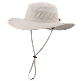 Decentron Men's Sun Hat UPF 50 Foldable Wide Brim Bucket Hat Adjustable Breathable Summer Beach Sun Hats for Women Light Khaki